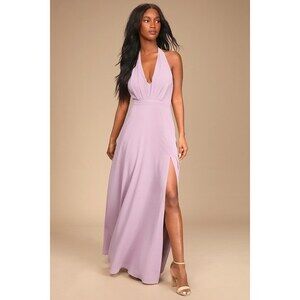 Lulus This Very Moment Dusty Lavender Halter Backless Maxi Dress Purple